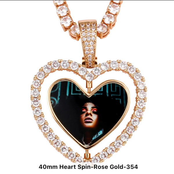 ROTATING HEART MOISSANITE PICTURE PENDANT