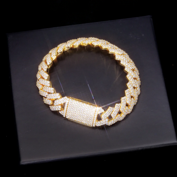 8" 925S VVS MOISSANITE CUBAN LINK BRACELET- GOLD