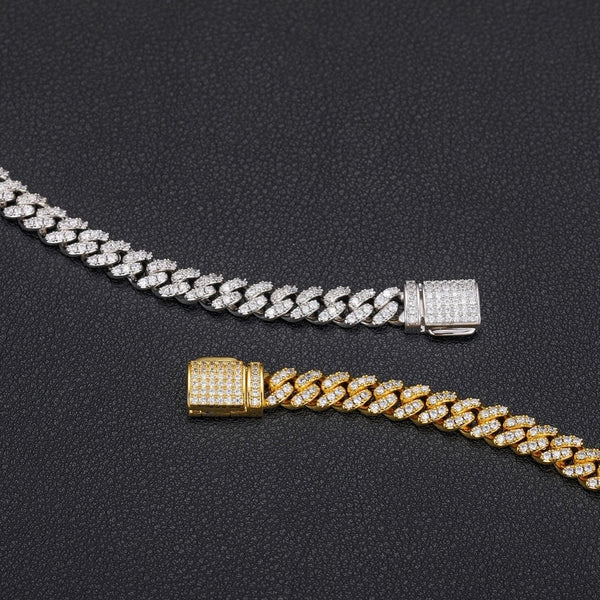 9"925S VVS MOISSANITE CUBAN LINK ANKLET- GOLD