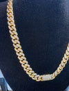 18" 925S VVS MOISSANITE 12MM CUBAN LINK- GOLD