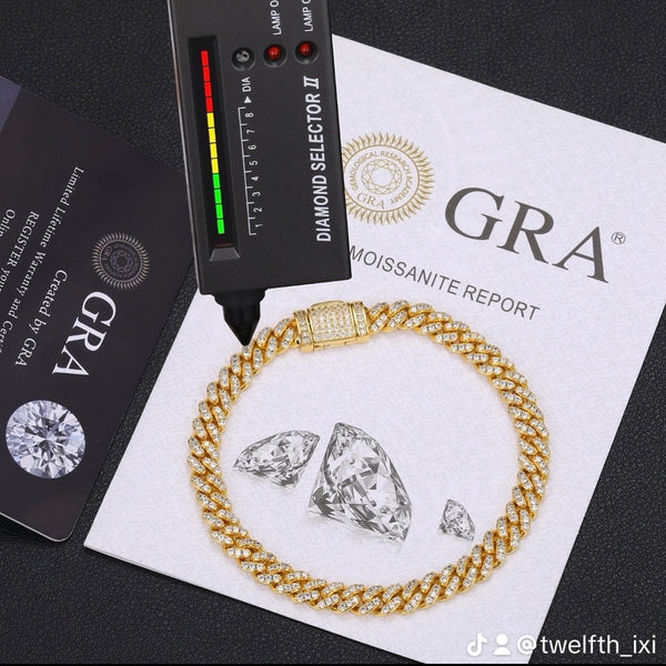 9"925S VVS MOISSANITE CUBAN LINK ANKLET- GOLD