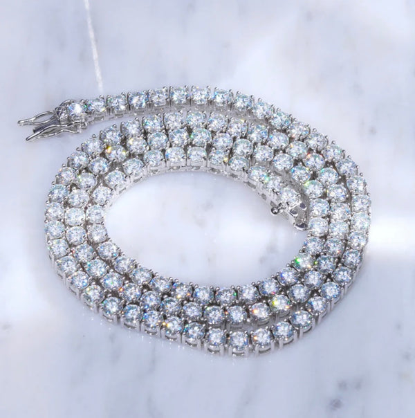 18" 5MM925S VVS MOISSANITE TENNIS CHAIN WHITE GOLD