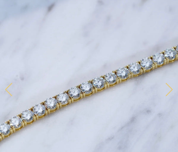 18" 4MM925S VVS MOISSANITE TENNIS CHAIN GOLD