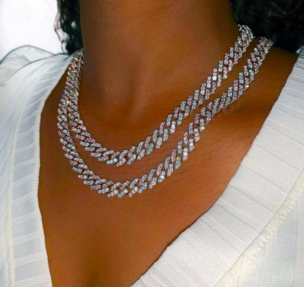 18" DIAMOND CUBAN LINK CHAIN - TWO TONE