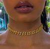 16" CHOKER DIAMOND CUBAN LINK CHAIN - GOLD