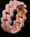 2 Row Iced Out Cuban Link Ring | VVS Moissanite