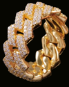 2 Row Iced Out Cuban Link Ring | VVS Moissanite