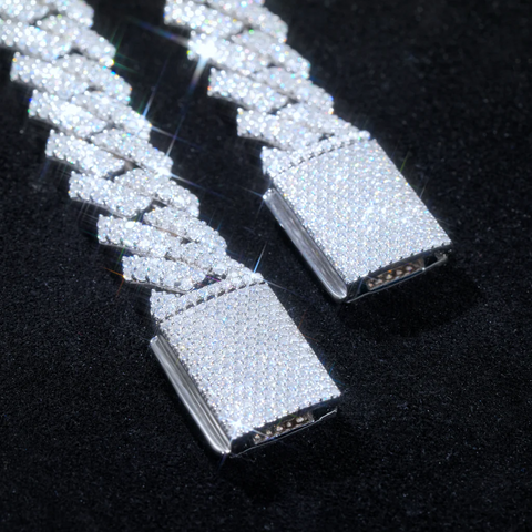 9"925S VVS MOISSANITE CUBAN LINK BRACELET- WHITE GOLD