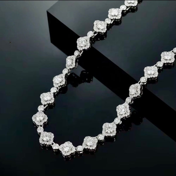 White Gold Moissanite Floret Chain | 925 Silver - Twelfth XII
