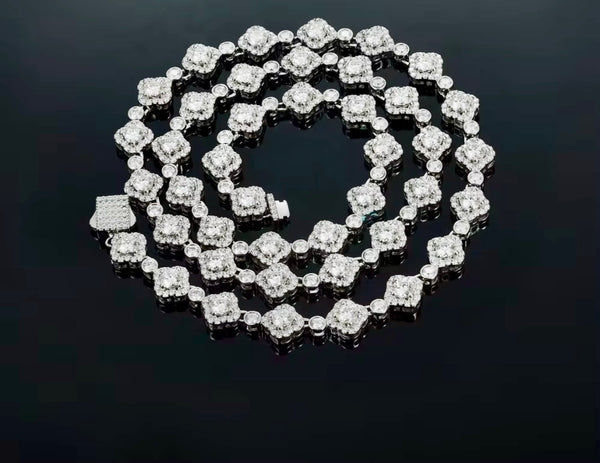 White Gold Moissanite Floret Chain | 925 Silver - Twelfth XII