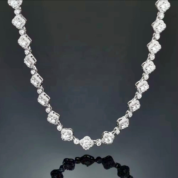White Gold Moissanite Floret Chain | 925 Silver - Twelfth XII