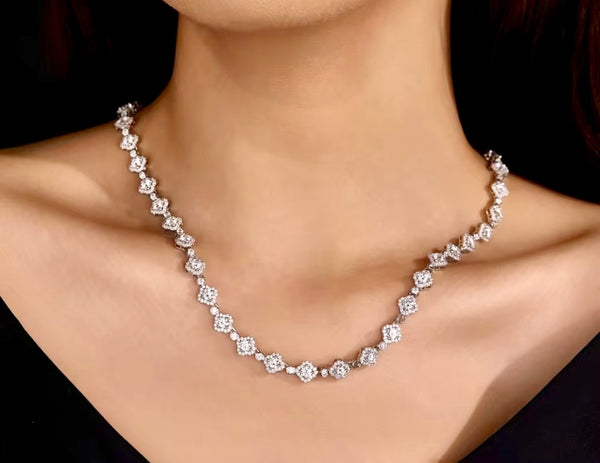White Gold Moissanite Floret Chain | 925 Silver - Twelfth XII