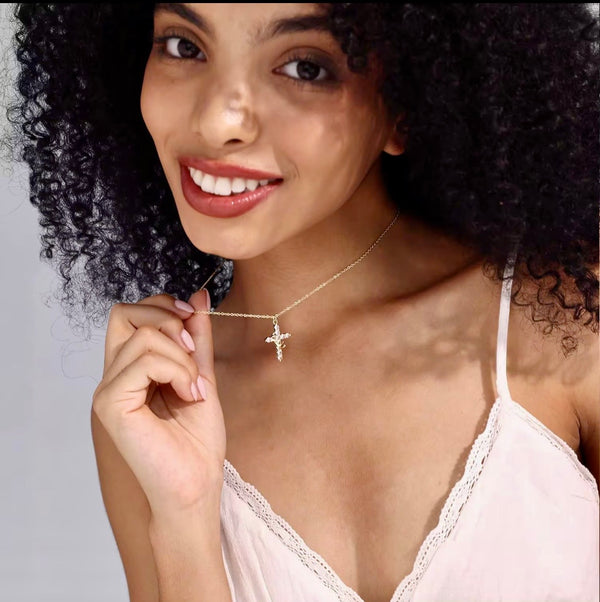 Crown Cross Necklace – 18K Gold Plated Stainless Steel Crystal Pendant | Twelfth XII
