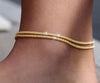 Double Layer Ankle Chain – 18K Gold Plated Stainless Steel Anklet (Gold or White Gold)