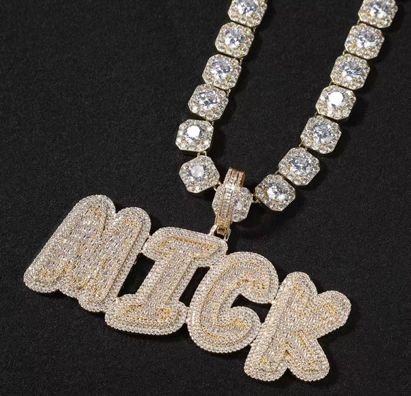 Baguette Font Custom Name Pendant | Twelfth XII