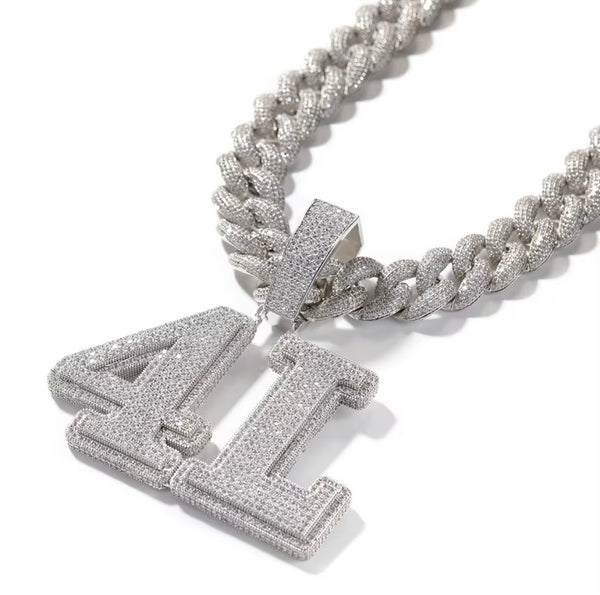 Custom Name Pendant with CZ Stones | Bold Font | Twelfth XII