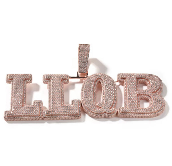 Custom Name Pendant with CZ Stones | Bold Font | Twelfth XII