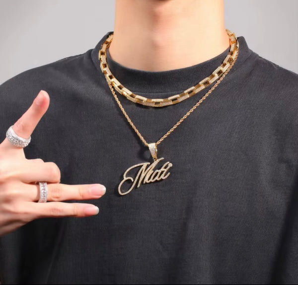 Cursive Custom Name Chain with CZ Stones | Twelfth XII