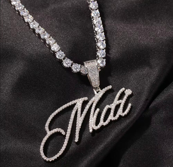 Cursive Custom Name Chain with CZ Stones | Twelfth XII