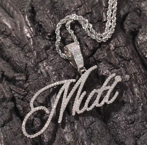 Cursive Custom Name Chain with CZ Stones | Twelfth XII