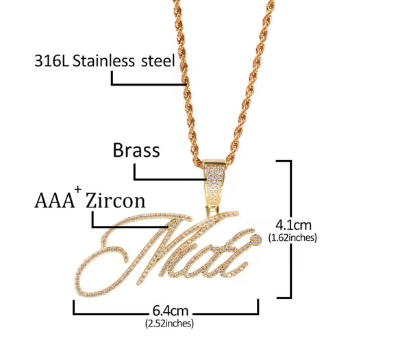 Cursive Custom Name Chain with CZ Stones | Twelfth XII