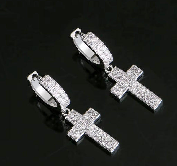 18k Gold Plated Cross Earrings