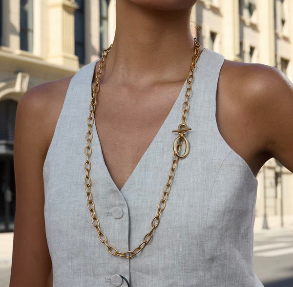 18K Gold OT Toggle Necklace | O Shaped Pendant | Twelfth XII