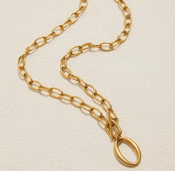 18K Gold OT Toggle Necklace | O Shaped Pendant | Twelfth XII