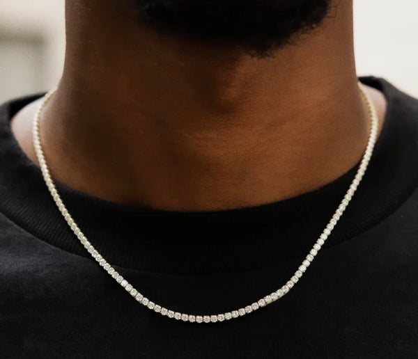 Micro Moissanite Tennis Chain White Gold & Yellow Gold