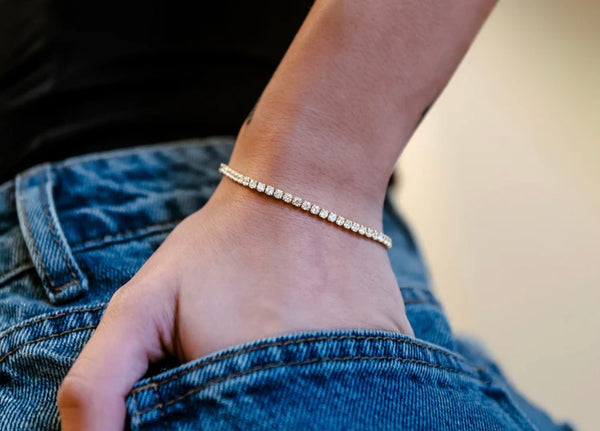 Micro Moissanite Tennis Bracelet 2mm | 14K White Gold & Yellow Gold