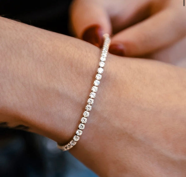 Micro Moissanite Tennis Bracelet 2mm | 14K White Gold & Yellow Gold