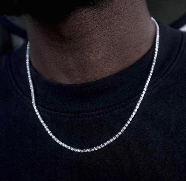 Micro Moissanite Tennis Chain White Gold & Yellow Gold