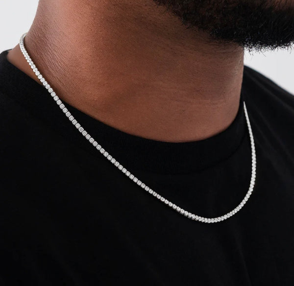 Micro Moissanite Tennis Chain White Gold & Yellow Gold