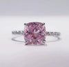 2.5ct Pink Moissanite Cushion Cut Ring — Sterling Silver Bezel Setting | Engagement, Wedding & Promise Ring | Sizes 4–12