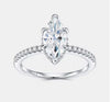 1ct marquise cut moissanite engagement ring in S925 sterling silver double-prong pavé setting on white background — Twelfth XII