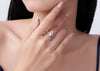 1ct marquise cut moissanite engagement ring in S925 sterling silver double-prong pavé setting on white background — Twelfth XII