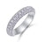 Triple row pavé moissanite full eternity band with milgrain edges in S925 sterling silver on white background — Twelfth XII stackable wedding band