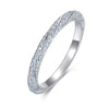 S925 sterling silver art deco bezel moissanite stackable band on white background — Twelfth XII vintage-inspired ring
