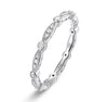 S925 sterling silver twisted pavé moissanite milgrain stackable band on white background — Twelfth XII wedding ring