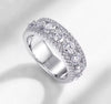 VVS Moissanite Wide Band Ring — 925 Sterling Silver Pavé Milgrain Edge | Engagement, Wedding & Promise Ring | Sizes 6–8
