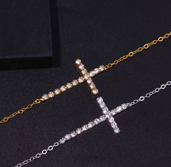 Cross Anklet — 18K Gold & Silver PVD Anklet