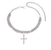 Cross Cuban Link Anklet — 18K Gold PVD Full Pavé Chain with Cross Charm