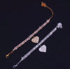 Heart Cuban Link Anklet — 18K Gold & Silver PVD Full Pavé Chain with Heart Charm