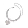 Heart Cuban Link Anklet — 18K Gold & Silver PVD Full Pavé Chain with Heart Charm