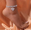 Heart Cuban Link Anklet — 18K Gold & Silver PVD Full Pavé Chain with Heart Charm
