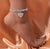 Heart Cuban Link Anklet — 18K Gold & Silver PVD Full Pavé Chain with Heart Charm