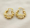 Custom Name Hoop Earrings | 18K Gold Plated Nameplate Twist Hoops | Personalized Gift | 18mm & 25mm | Twelfth