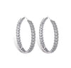 Rhodium silver iced Cuban link hoop earrings pair with full CZ pavé coverage — Twelfth XII