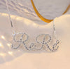 Custom Name Necklace | Cursive Script Pavé Moissanite | 925 Sterling Silver