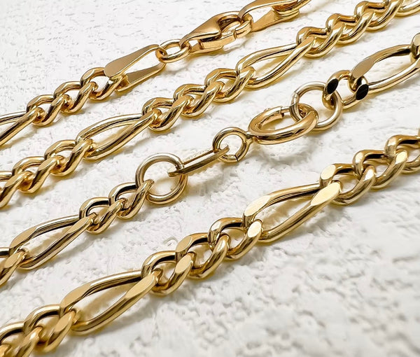 18K Solid Gold Figaro Chain Necklace | 2.5mm Italian-Style Fine Gold Chain